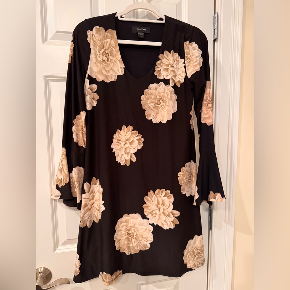 Karen Kane Black Dress with Cream Floral Design